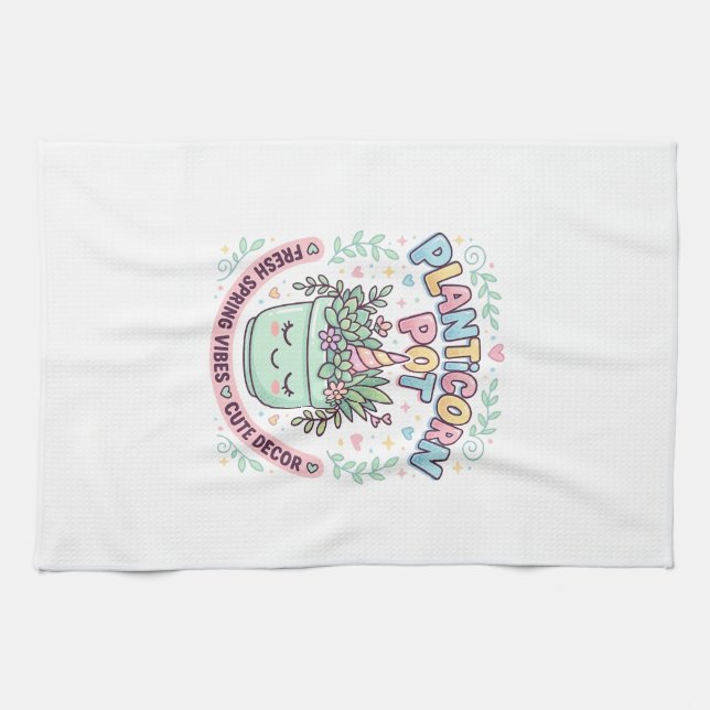 Unicorn Planticorn Pot Graphic Design Graphic Tee  Kitchen Towel (Horizontal)