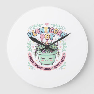 Unicorn Planticorn Pot Graphic Design Graphic Tee Large Clock