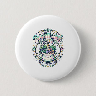 Unicorn Planticorn Pot POD Ready POD Artwork_1 2 Inch Round Button