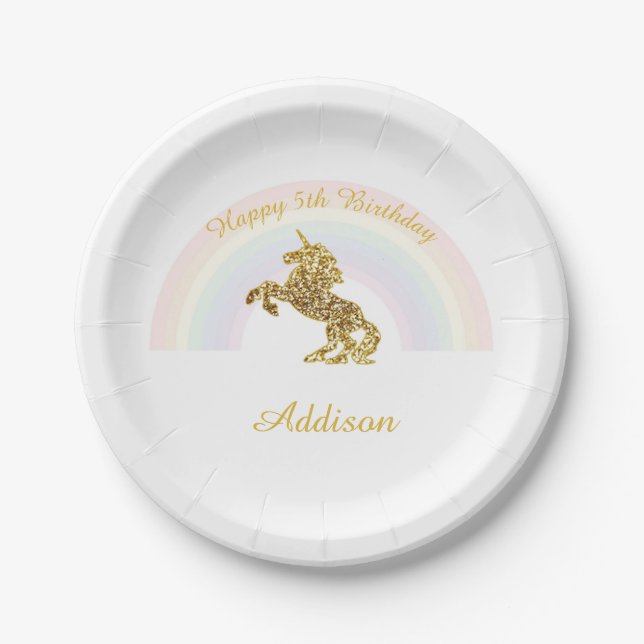 Unicorn plates for birthdays (Front)