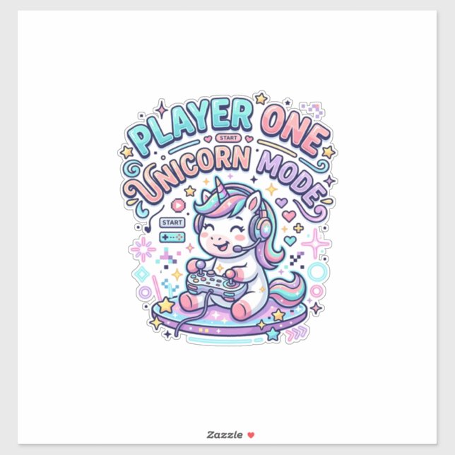 Unicorn Player One Unicorn Mode Retro Style Graphi (Sheet)