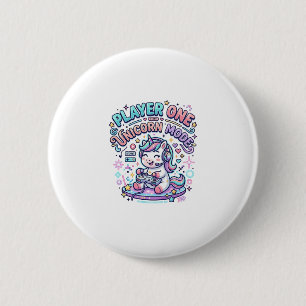 Unicorn Player One Unicorn Mode Retro Style Graphi 2 Inch Round Button