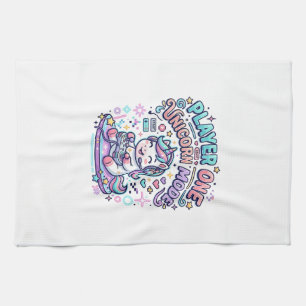 Unicorn Player One Unicorn Mode Retro Style Graphi Kitchen Towel
