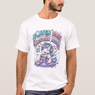 Unicorn Player One Unicorn Mode Retro Style Graphi T-Shirt