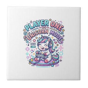 Unicorn Player One Unicorn Mode Retro Style Graphi Tile