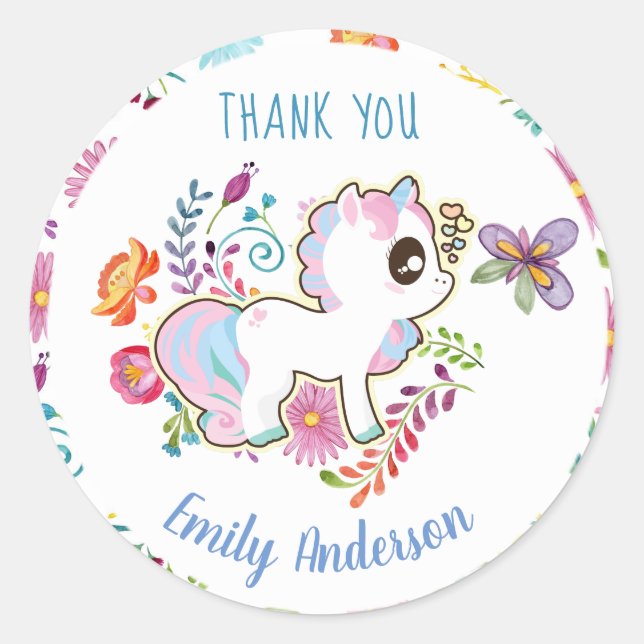 Unicorn Playground - Stickers for Baby Shower (Front)