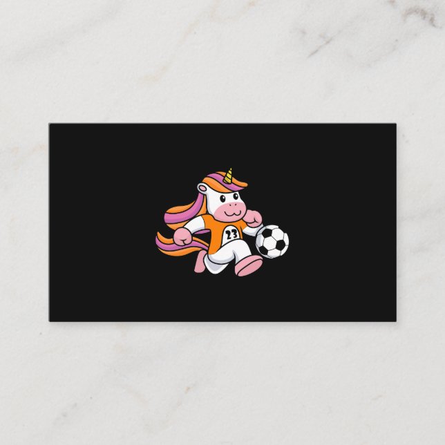 Unicorn playing Football Ball Player Apparel Quart Business Card (Front)