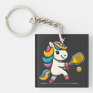 Unicorn Playing Pickleball Player Lover Kids Women Keychain