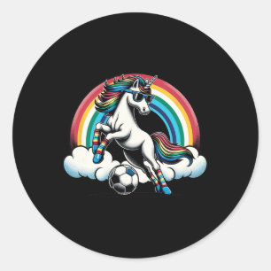 Unicorn Playing Soccer Graphic Classic Round Sticker