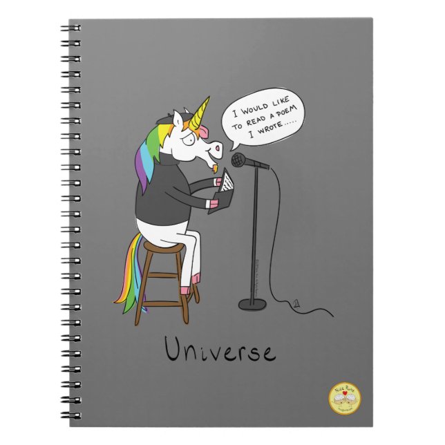 Unicorn Poetry Poet Funny Notebook (Front)