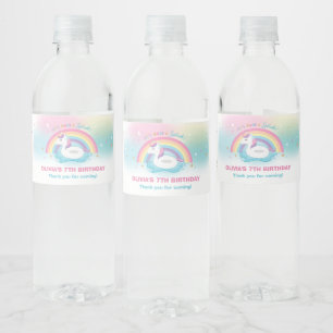 Unicorn Pool Birthday Party Rainbow Unicorn Drink Water Bottle Label