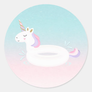 Unicorn Pool Party Favoriser Tag Sticker Pool Part