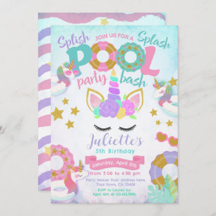 Unicorn Pool Party Invitation