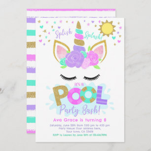 Unicorn Pool Party Invitation