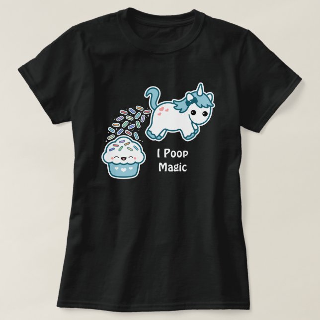 Unicorn Pooping on Cupcake T-Shirt (Design Front)