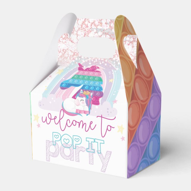 Unicorn Pop It Birthday Welcome Favor Box (Front Side)
