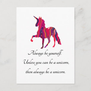 Unicorn Postcard with Saying on It