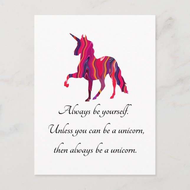 Unicorn Postcard with Saying on It (Front)
