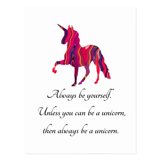 Unicorn Postcard with Saying on It
