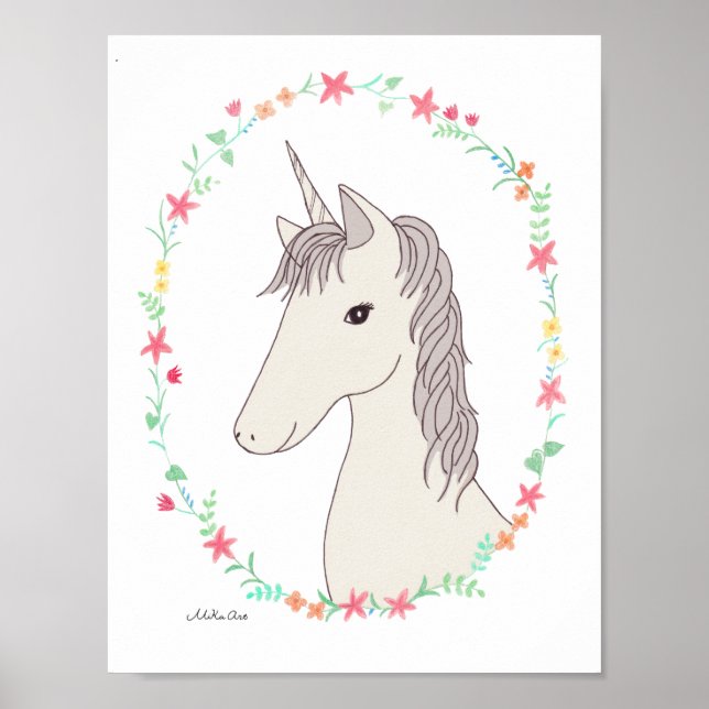 Unicorn Poster Unicorn Print Children's Room Decor (Front)
