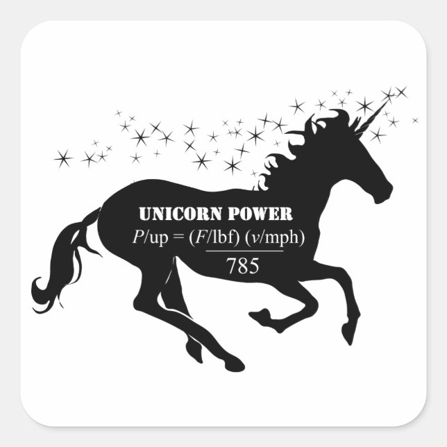 Unicorn Power Equation Formula Square Sticker (Front)