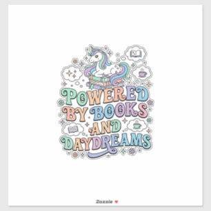Unicorn Powered by Books and Daydreams Kawaii Vect