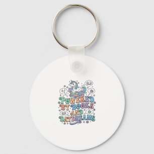 Unicorn Powered by Books and Daydreams Kawaii Vect Keychain