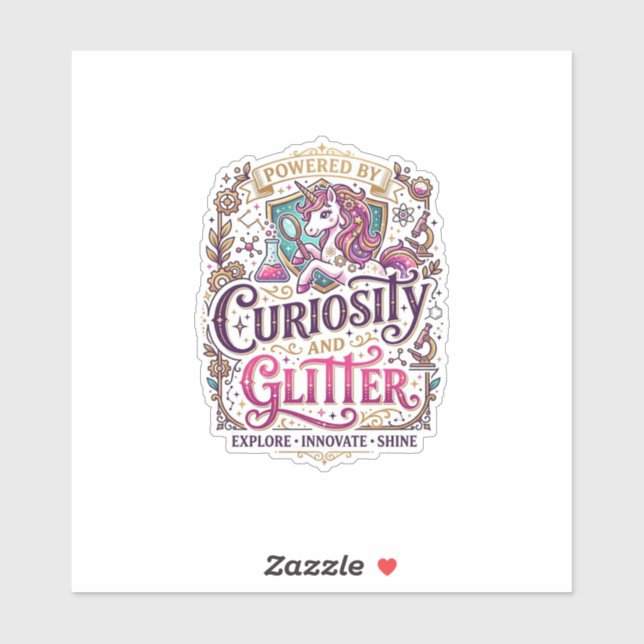 Unicorn Powered by Curiosity and Glitter Stylish W (Sheet)