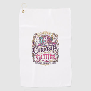 Unicorn Powered by Curiosity and Glitter Stylish W Golf Towel