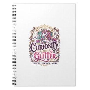 Unicorn Powered by Curiosity and Glitter Stylish W Notebook
