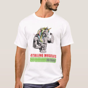 Unicorn Powerlifter Workout Gym Installing Muscles T-Shirt
