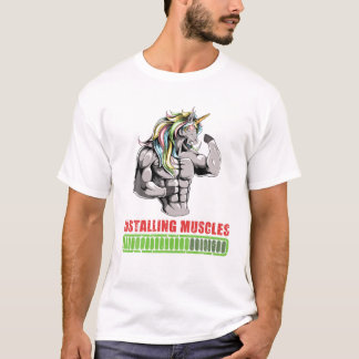 Unicorn Powerlifter Workout Gym Installing Muscles T-Shirt