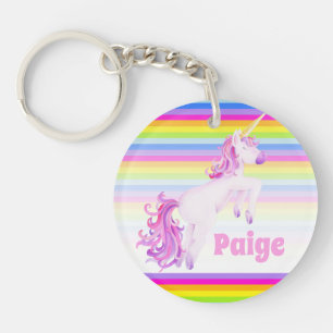 Unicorn prance rose arc-en-ciel rayures nom person
