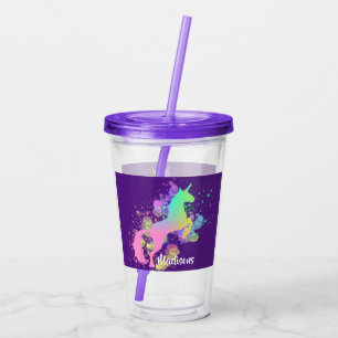 Unicorn Pretty Fantasy Rainbow Personalized Acryli Acrylic Tumbler