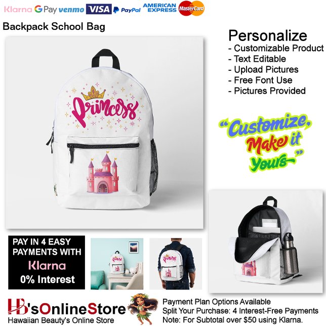 Unicorn Princess Castle Fantasy School Supplies 2 Printed Backpack (Unicorn Princess Castle Fantasy School Supplies Printed Backpack 2.)