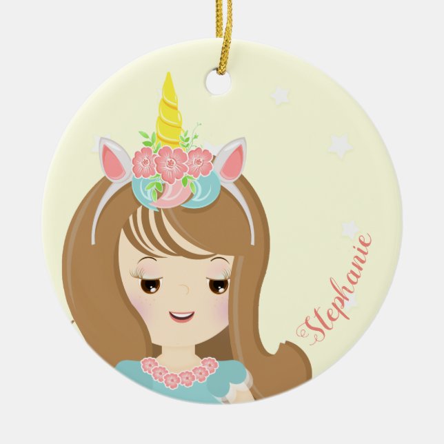 Unicorn Princess Ceramic Ornament (Front)