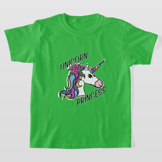 Unicorn Princess Design - Girls' Basic T-Shirt (Laydown)