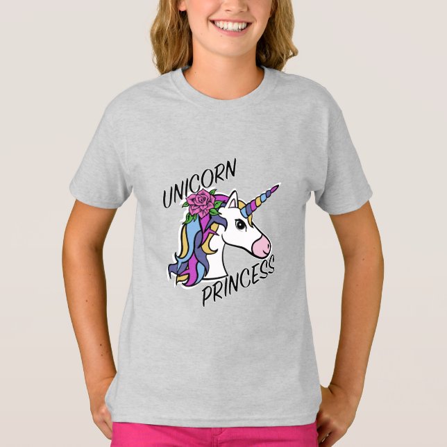 Unicorn Princess Design - Girls' Basic T-Shirt (Front)