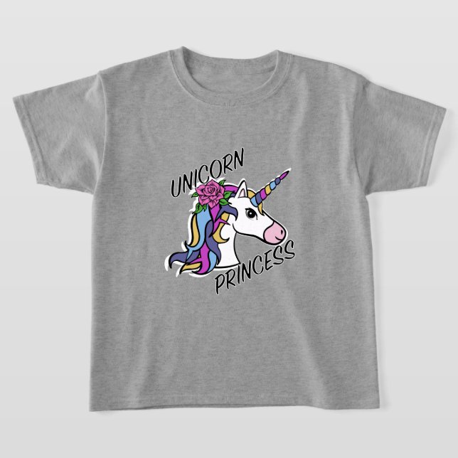 Unicorn Princess Design - Girls' Basic T-Shirt (Laydown)