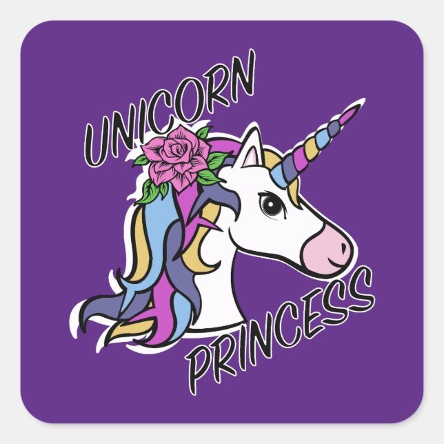 Unicorn Princess Design - Square Stickers (Front)