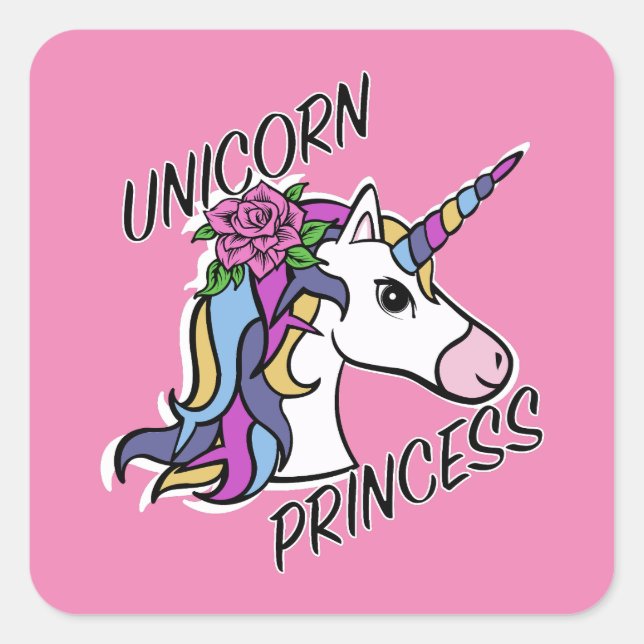 Unicorn Princess Design - Square Stickers (Front)