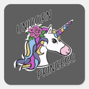 Unicorn Princess Design - Square Stickers