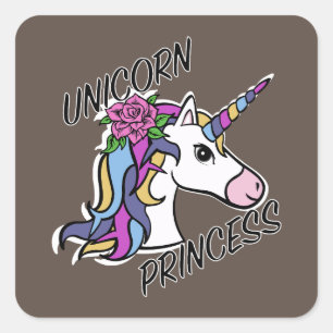 Unicorn Princess Design - Square Stickers