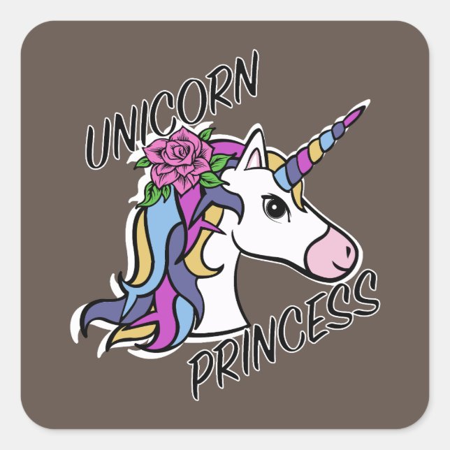 Unicorn Princess Design - Square Stickers (Front)