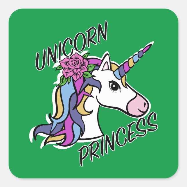 Unicorn Princess Design - Square Stickers (Front)