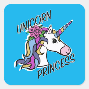 Unicorn Princess Design - Stickers Carrés