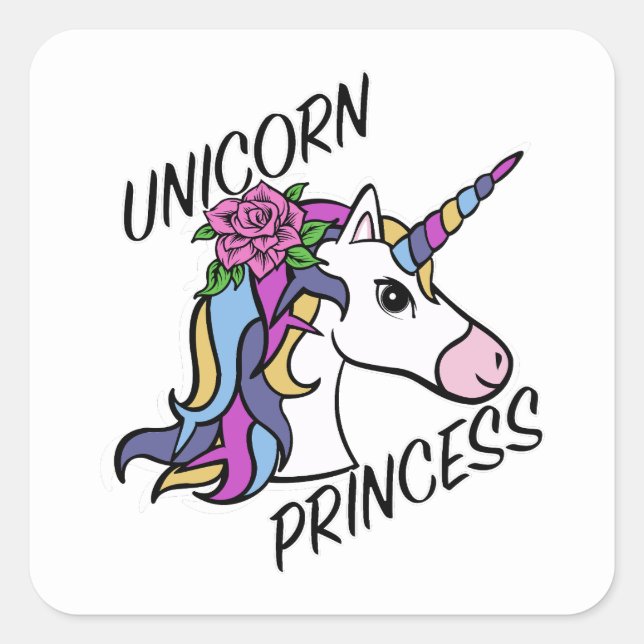 Unicorn Princess Design - Stickers Carrés (Devant)