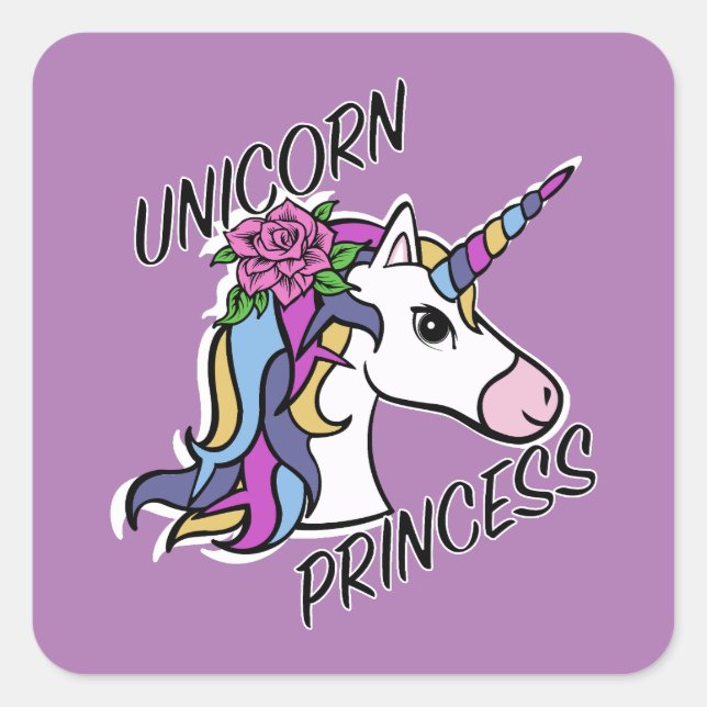 Unicorn Princess Design - Stickers Carrés (Devant)