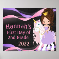 Unicorn & Princess First Day of School Chalkboard
