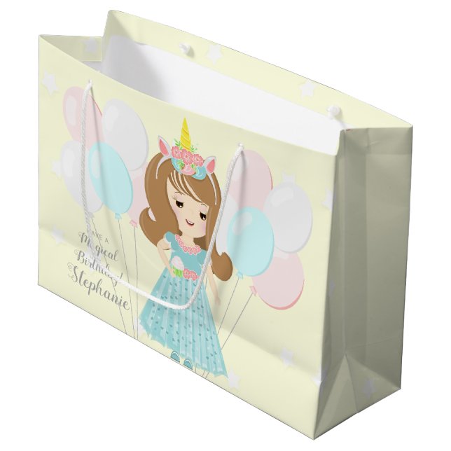 Unicorn Princess Large Gift Bag (Front Angled)